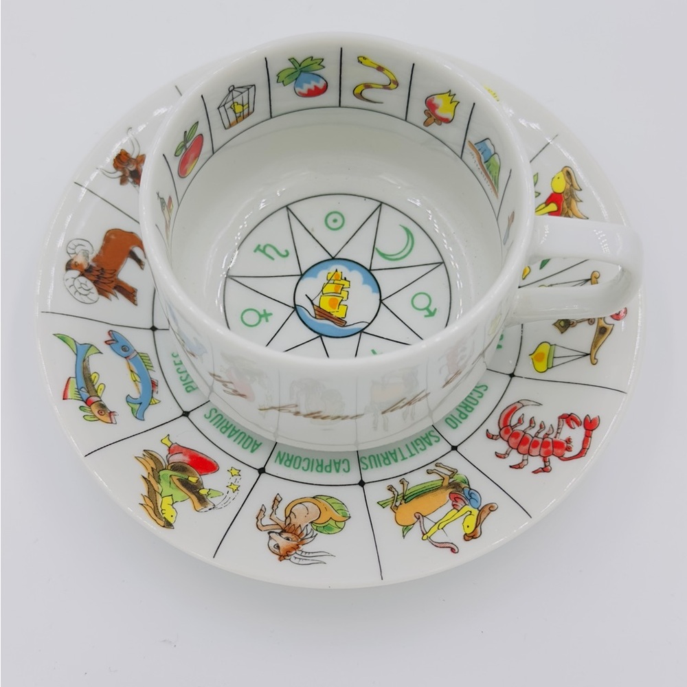 Zodiac Themed Cup and Saucer Set Fortune Tea Reading Japan - Picture 5 of 5